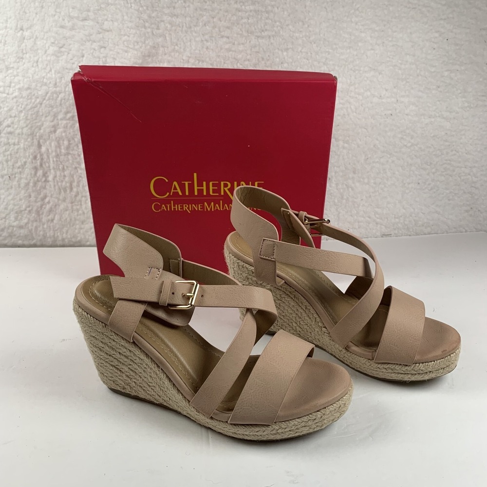 Catherine Malandrino Estaria Espadrille Sandal Women's Size 8 Nude Vegan S0360‎